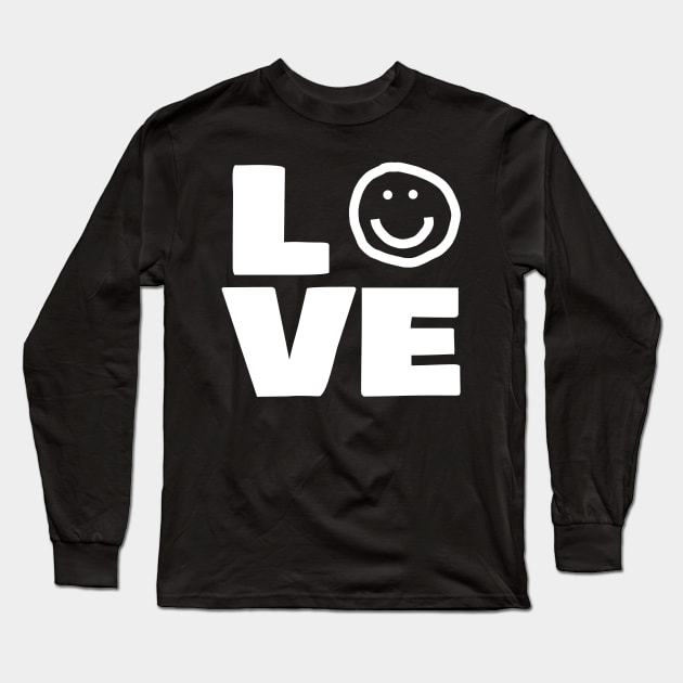 Love Smiley Face Typography Long Sleeve T-Shirt by ellenhenryart